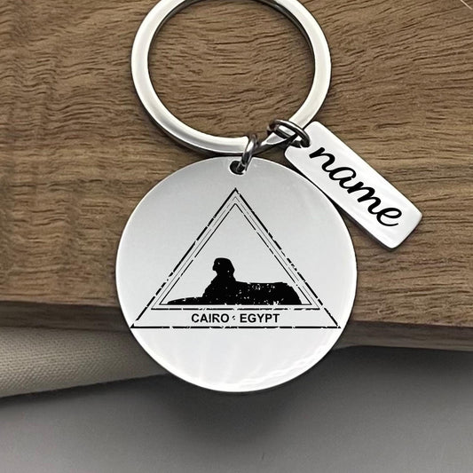 Personalized Cairo Egypt Keychain: Stainless Steel Souvenir Gift