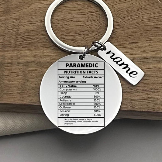 Personalized Paramedic Keychain: Funny Nutrition Facts Gift