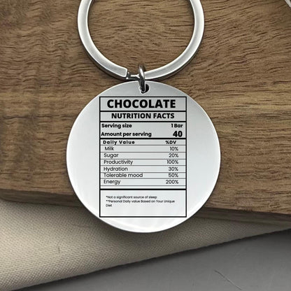 Personalized Chocolate Nutrition Facts Keychain - Funny Gift