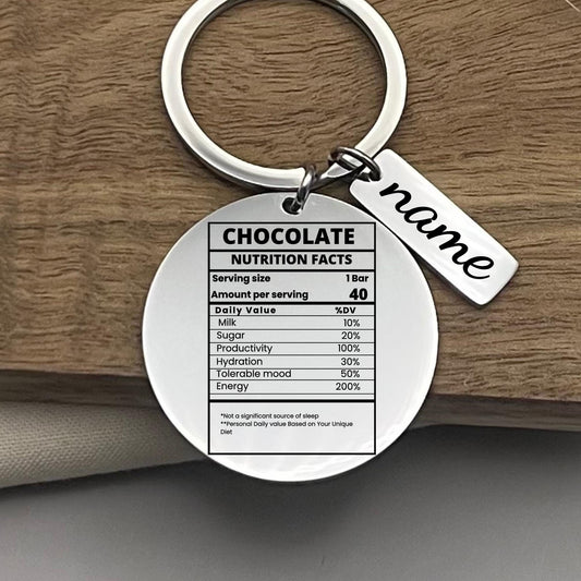 Personalized Chocolate Nutrition Facts Keychain - Funny Gift