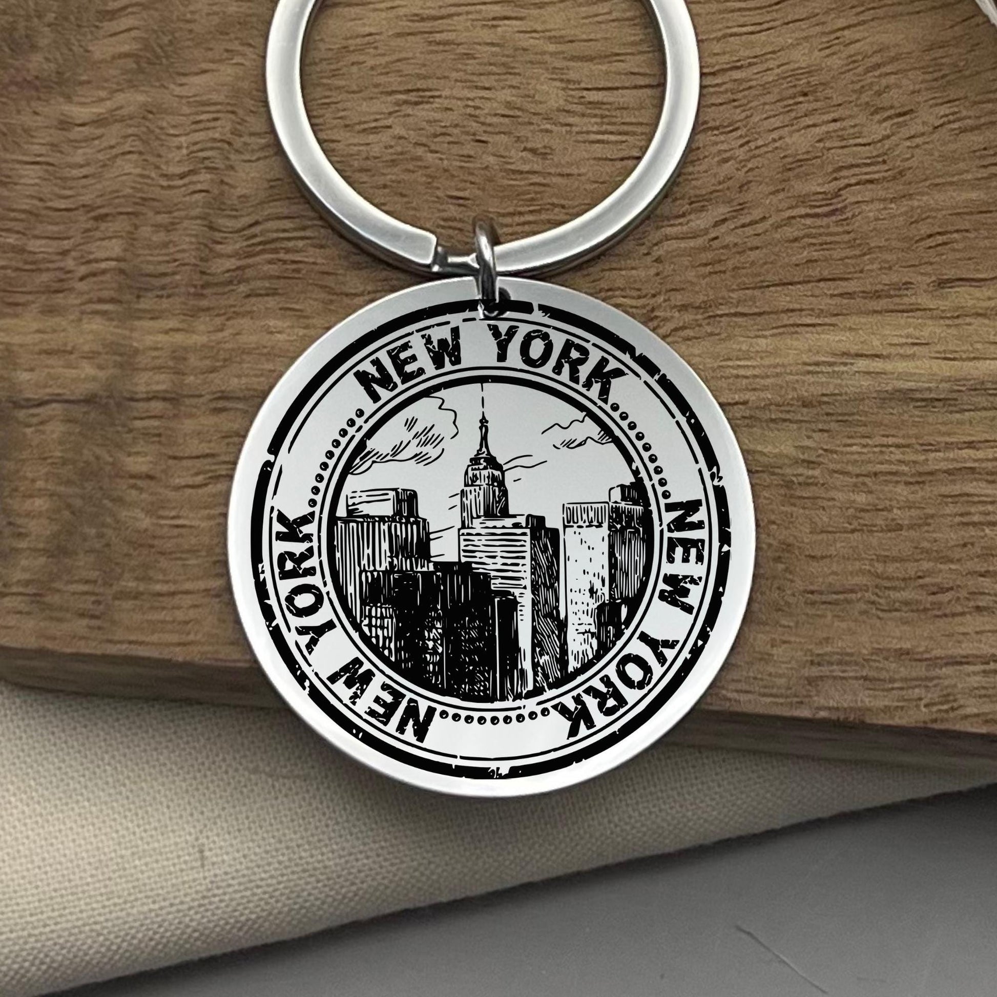 Personalized New York Keychain: Stainless Steel Souvenir Gift