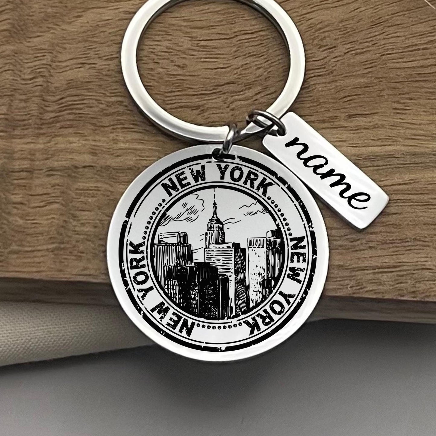 Personalized New York Keychain: Stainless Steel Souvenir Gift