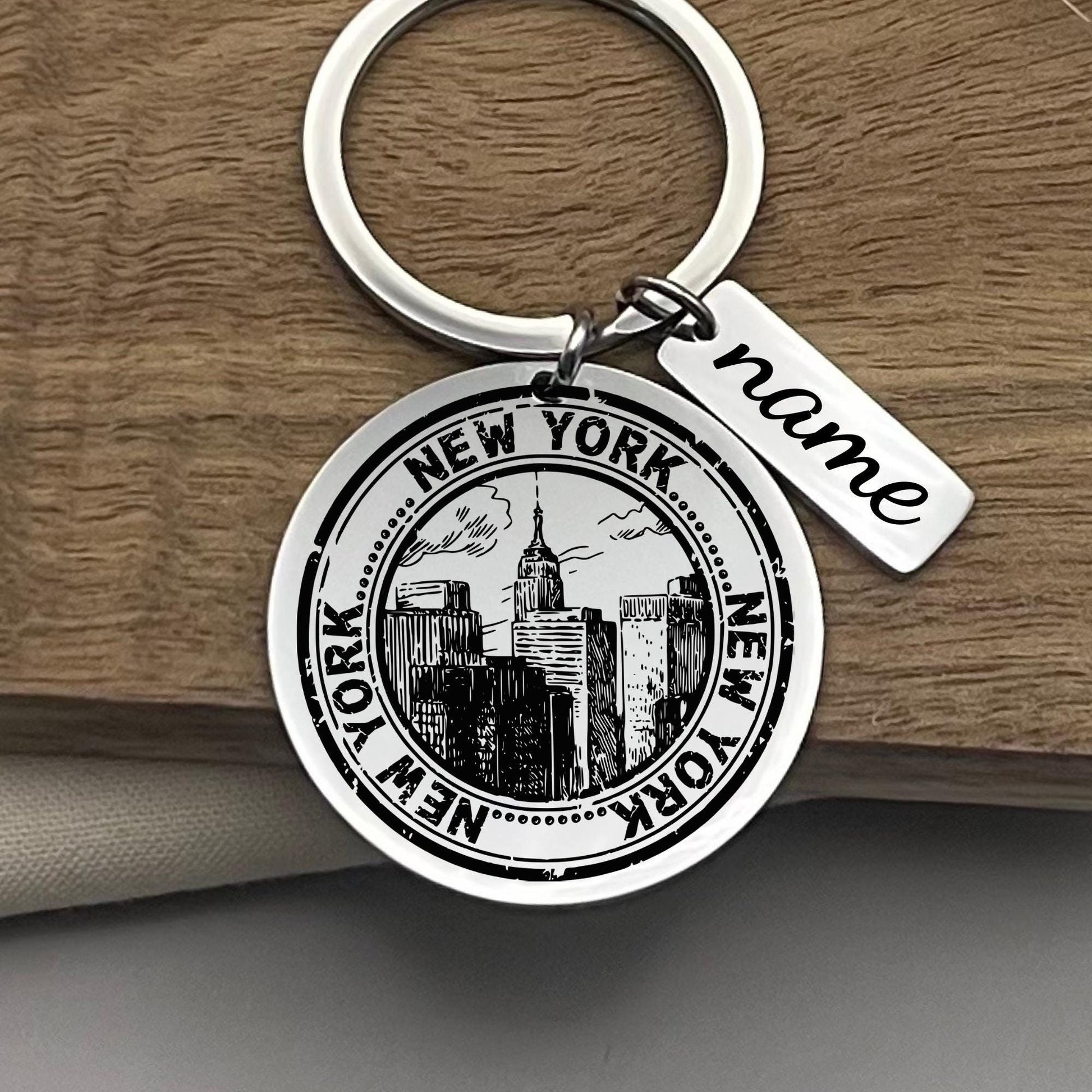 Personalized New York Keychain: Stainless Steel Souvenir Gift