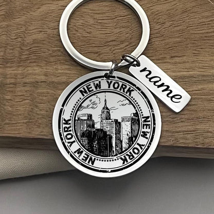 Personalized New York Keychain: Stainless Steel Souvenir Gift