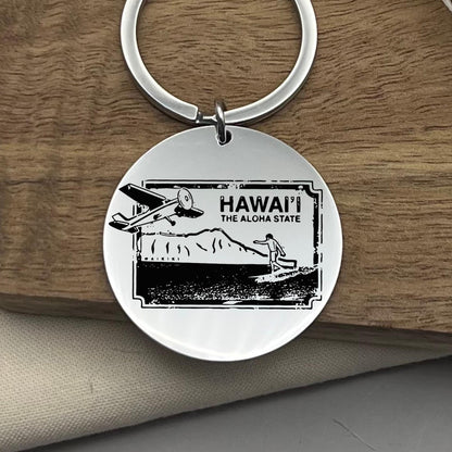 Personalized Hawaii Keychain: Stainless Steel Souvenir Keyring