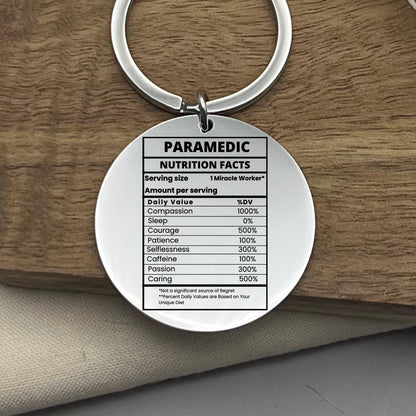 Personalized Paramedic Keychain: Funny Nutrition Facts Gift