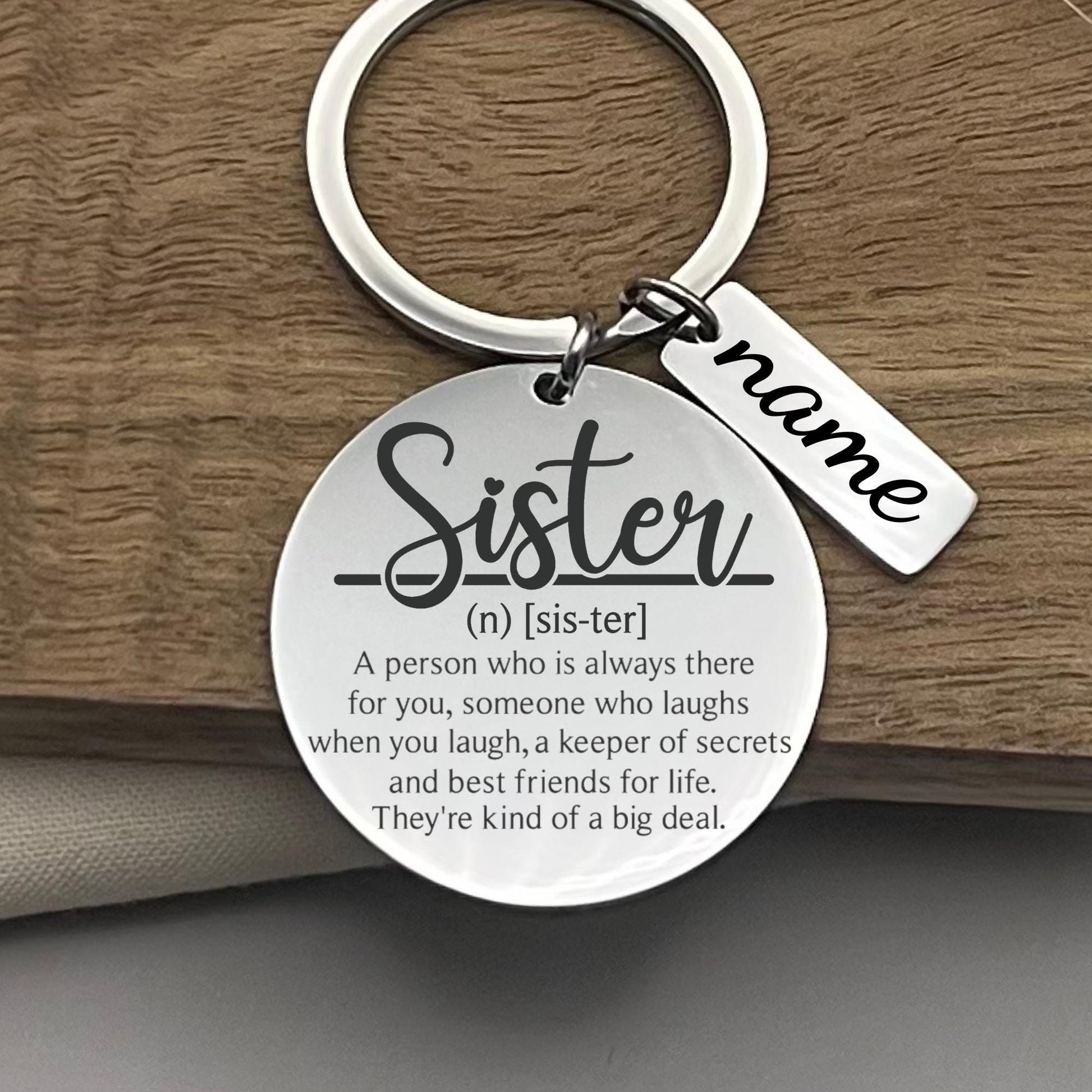 Personalized Sister Definition Stainless Steel Keychain - Sister Appreciation Gift