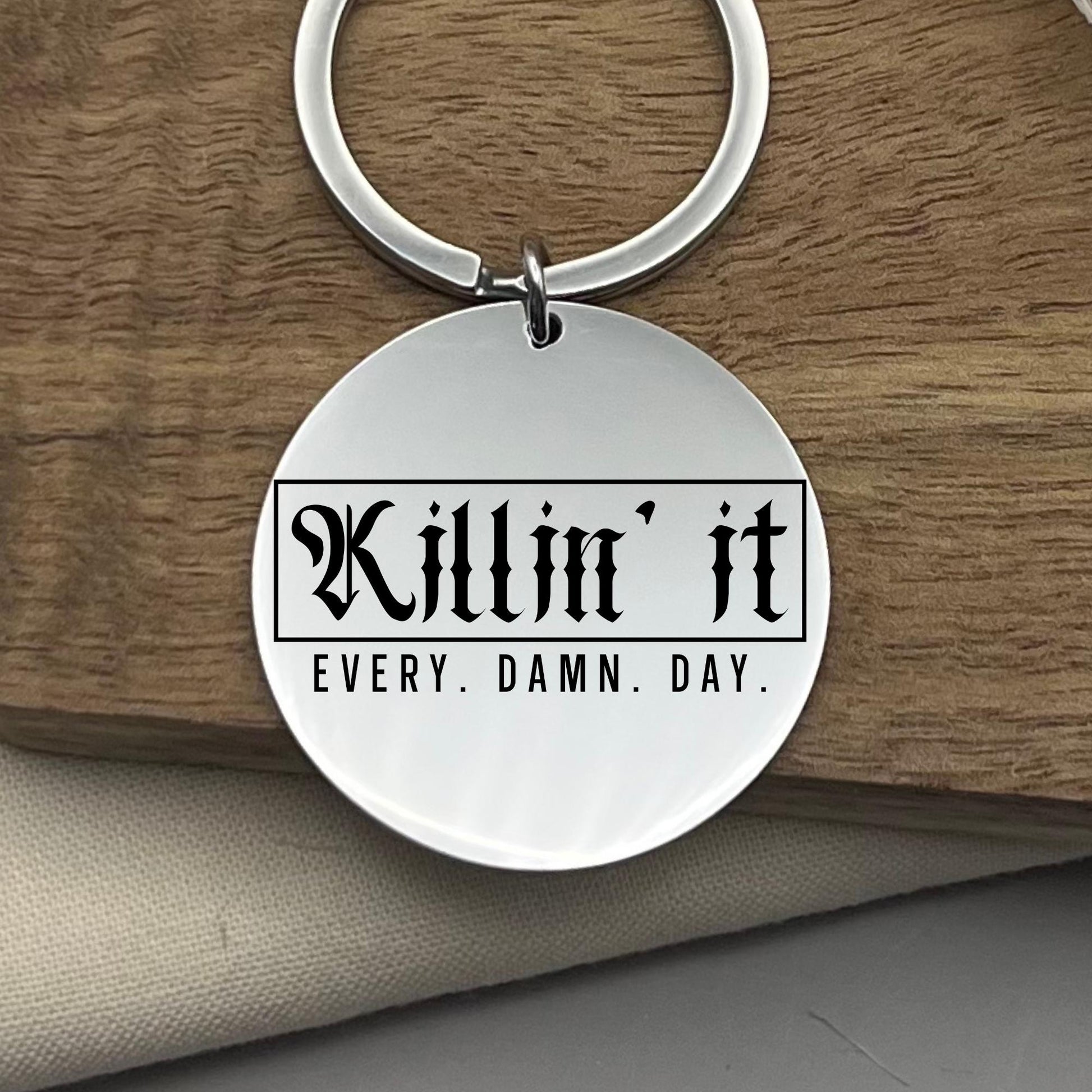 Personalized 'Killin It' Stainless Steel Keychain: Motivational Gift