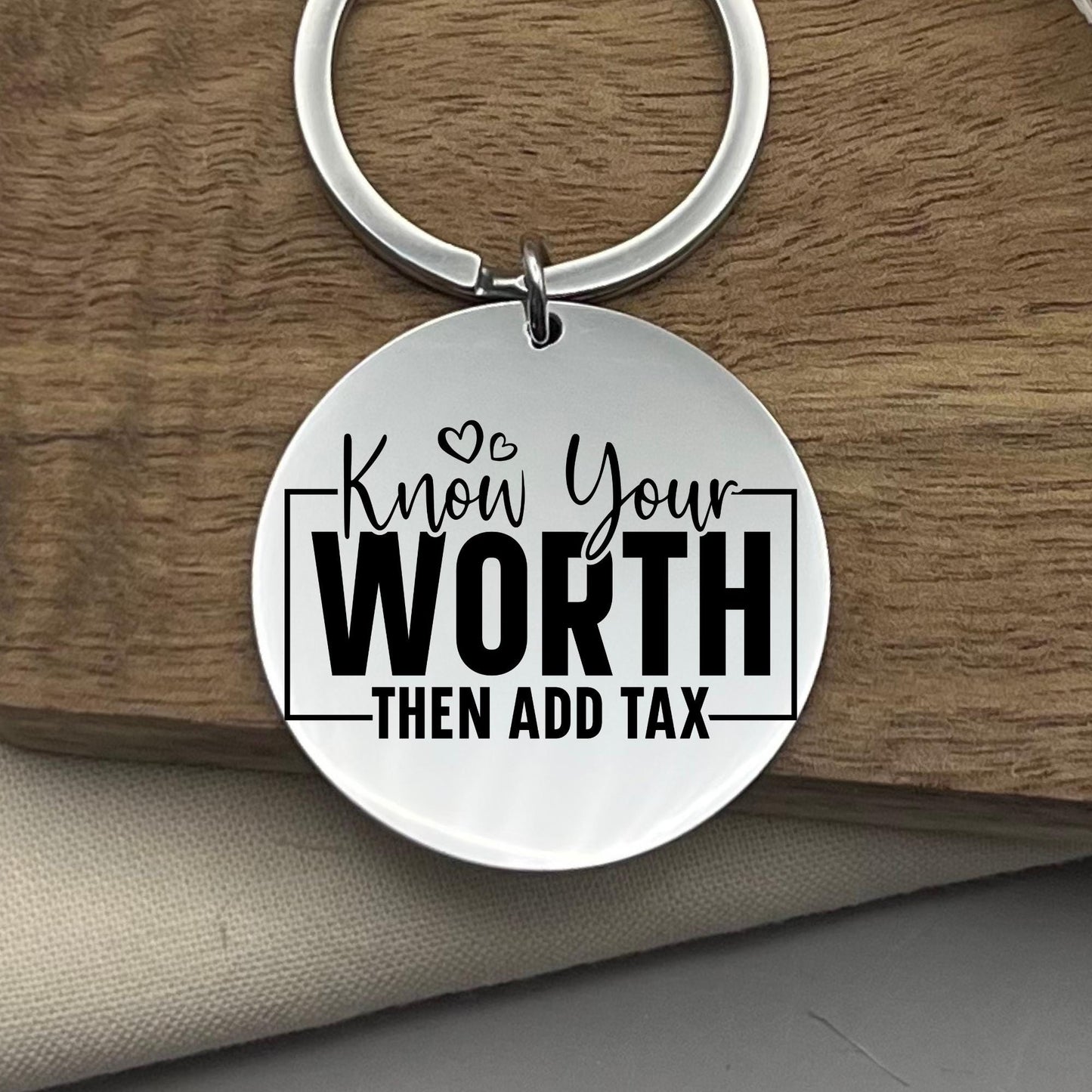 Personalized Inspirational Keychain: 'Know Your Worth' Stainless Steel Reminder