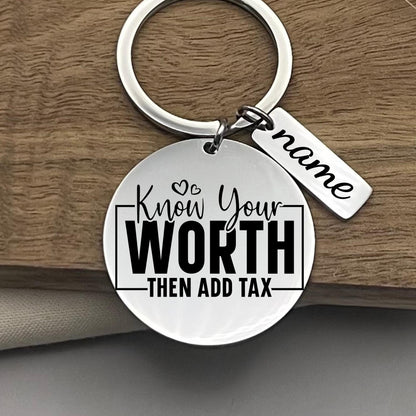 Personalized Inspirational Keychain: 'Know Your Worth' Stainless Steel Reminder