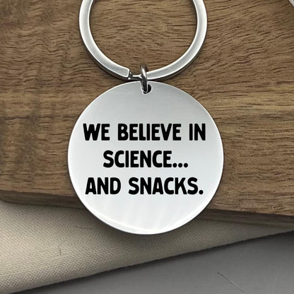 Personalized Science and Snacks Keychain: Stainless Steel Gift for Foodies