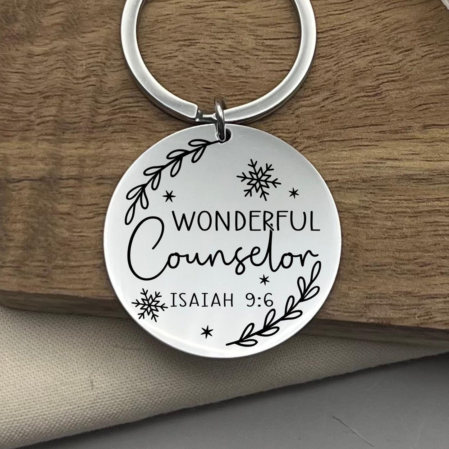 Personalized Wonderful Counselor Stainless Steel Keychain – Christian Gift for Believers – Custom Faith Keepsake