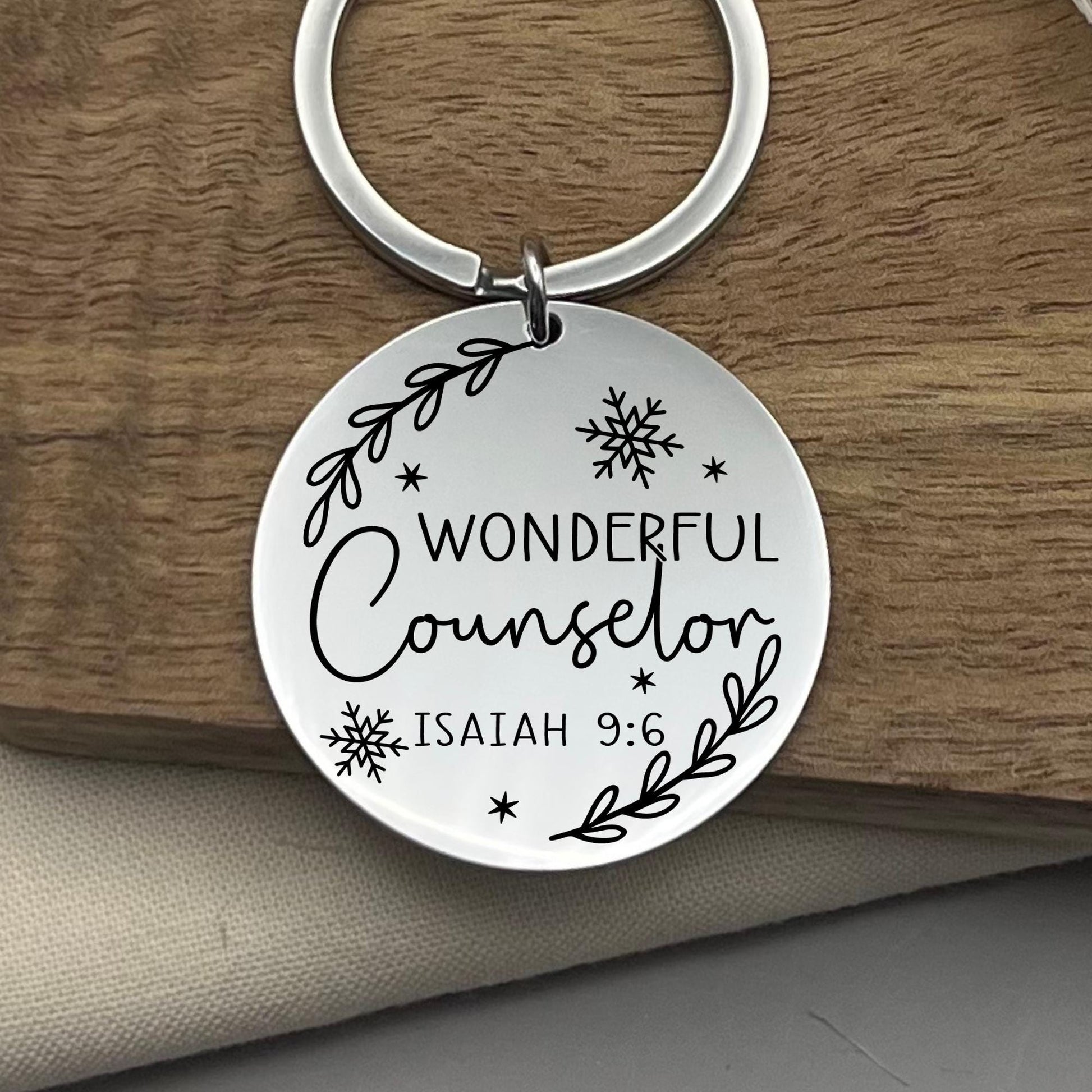 Personalized Wonderful Counselor Stainless Steel Keychain – Christian Gift for Believers – Custom Faith Keepsake