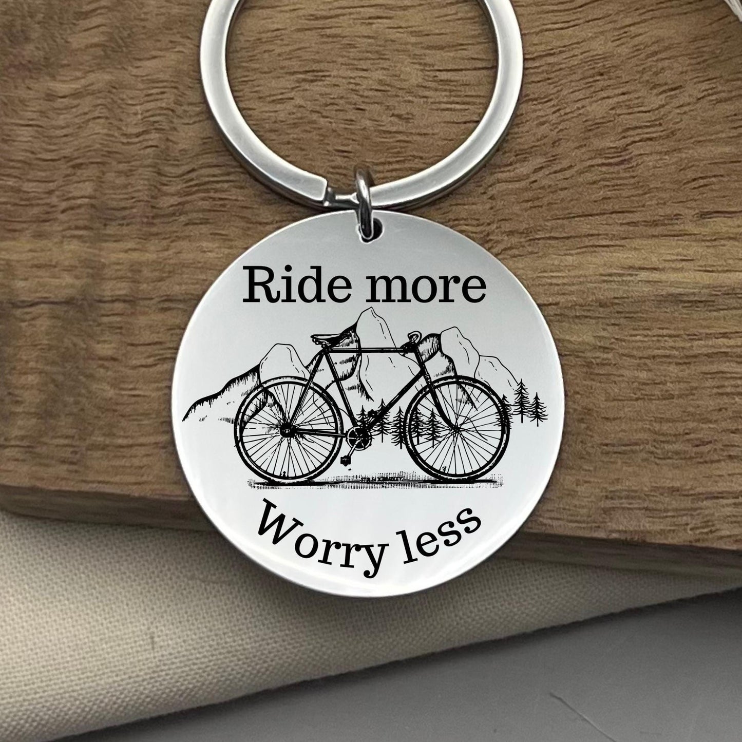 Personalized Adventure Lover Stainless Steel Keychain – Gift for Cyclist or Biker – Inspirational Keepsake