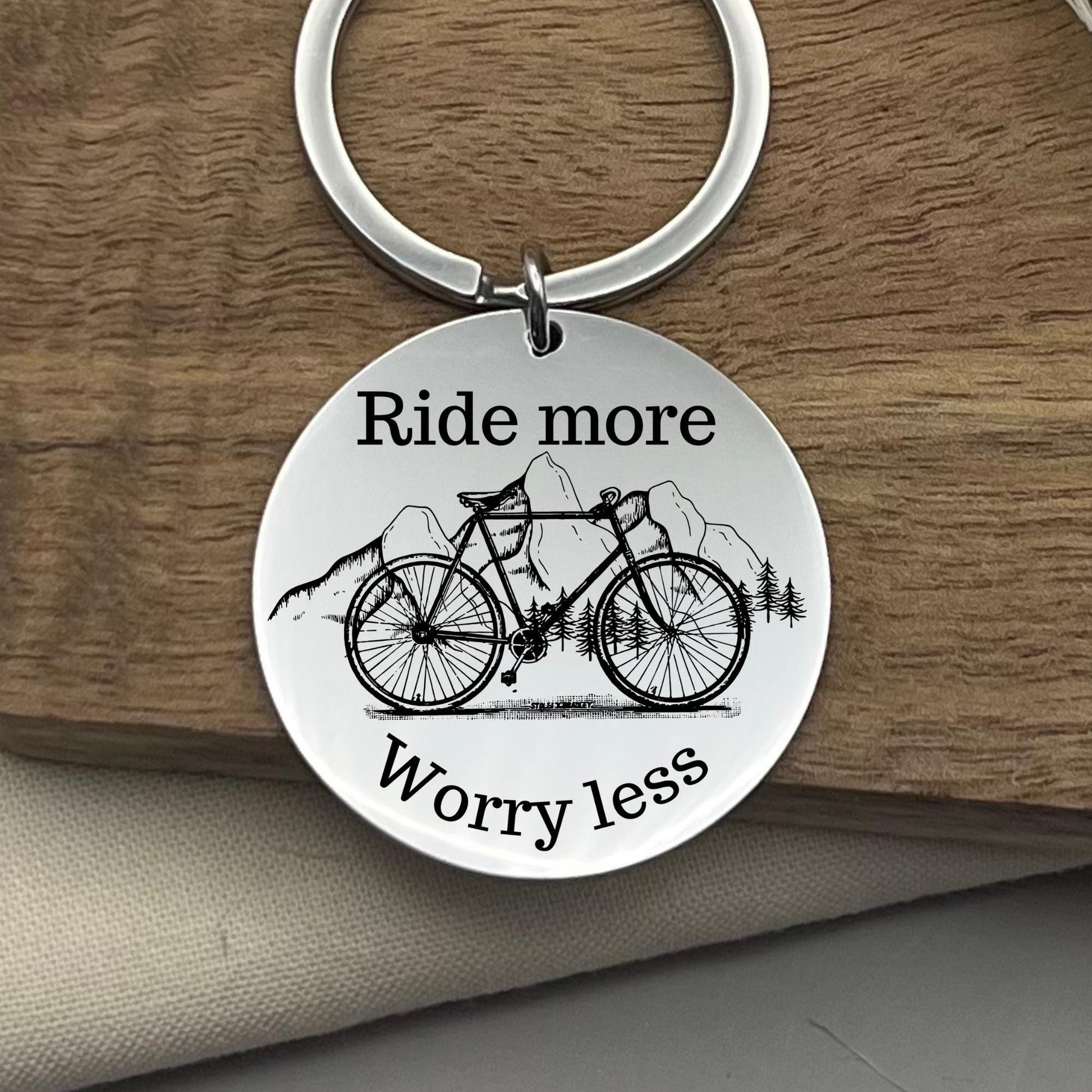 Personalized Adventure Lover Stainless Steel Keychain – Gift for Cyclist or Biker – Inspirational Keepsake