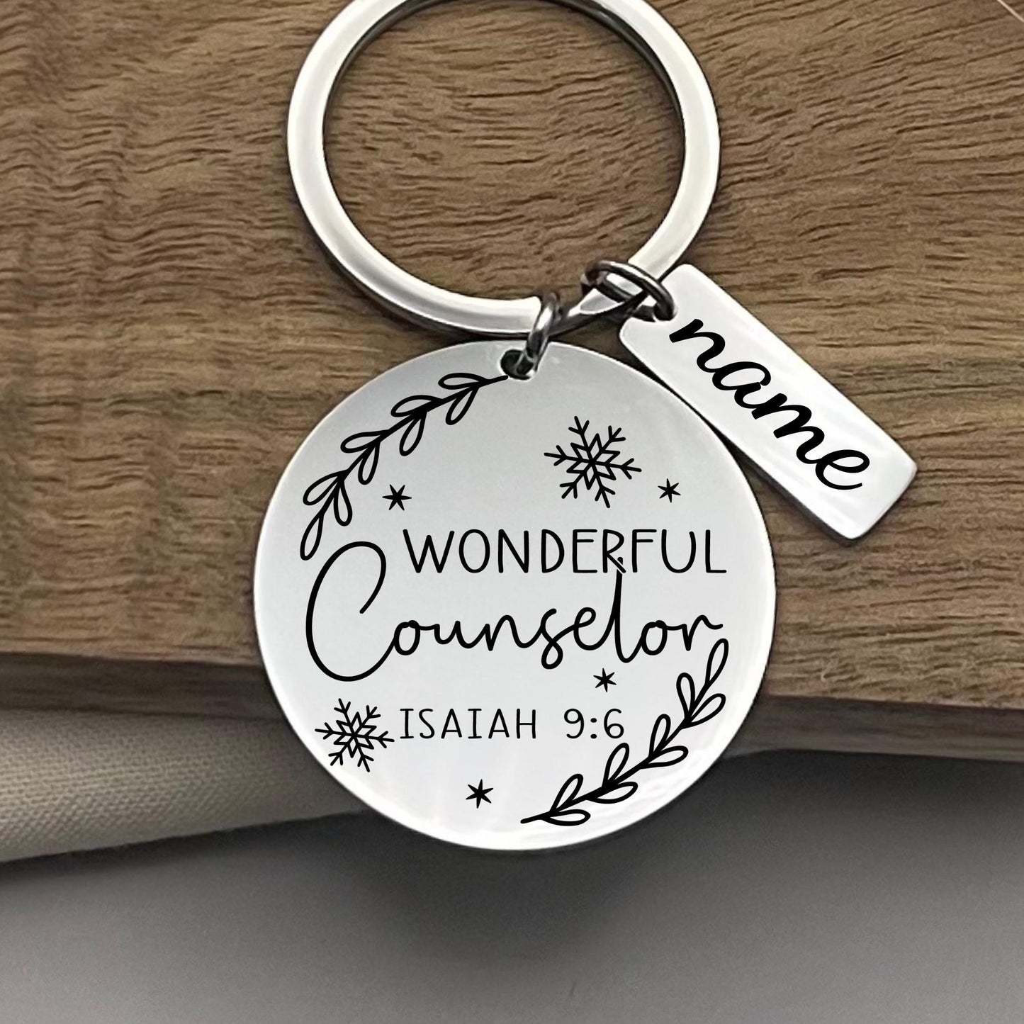 Personalized Wonderful Counselor Stainless Steel Keychain – Christian Gift for Believers – Custom Faith Keepsake