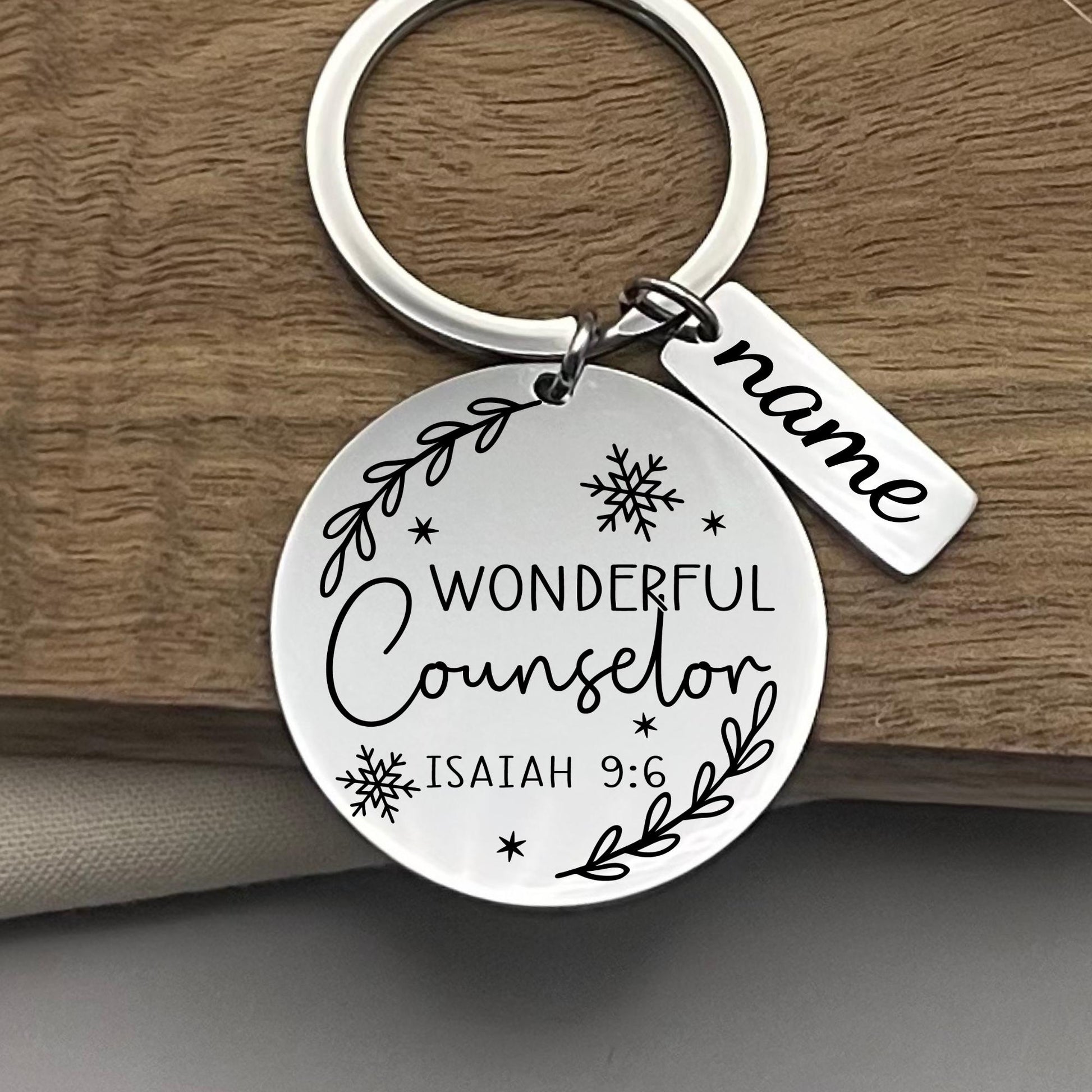 Personalized Wonderful Counselor Stainless Steel Keychain – Christian Gift for Believers – Custom Faith Keepsake