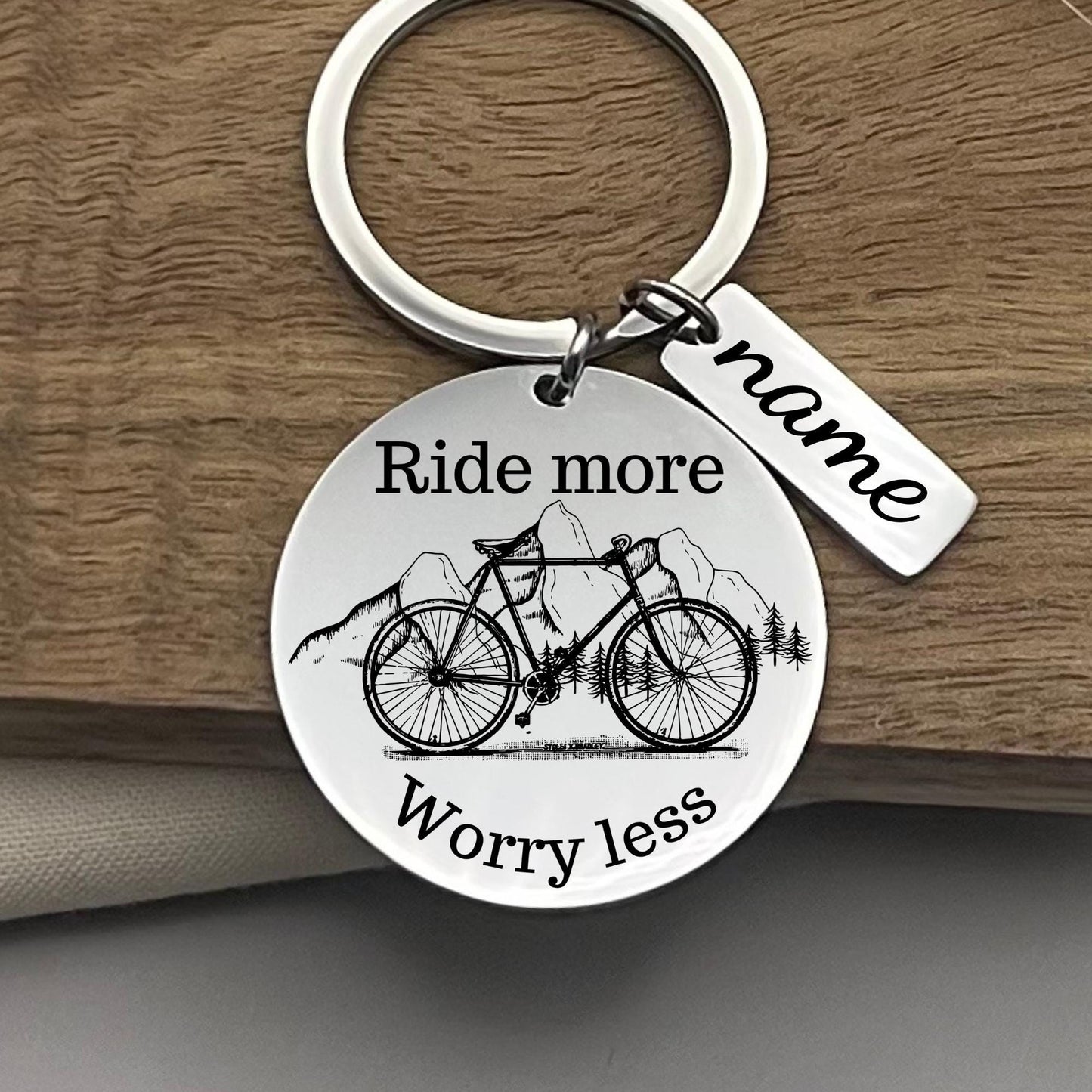 Personalized Adventure Lover Stainless Steel Keychain – Gift for Cyclist or Biker – Inspirational Keepsake