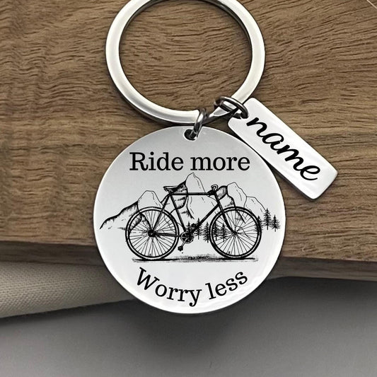 Personalized Adventure Lover Stainless Steel Keychain – Gift for Cyclist or Biker – Inspirational Keepsake